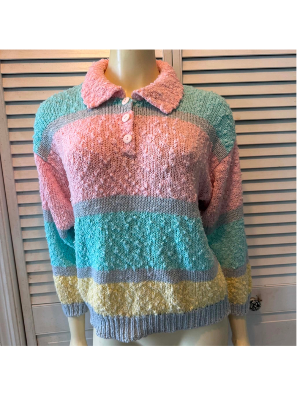 Women's Spice of Life Striped Knit Sweater Size L Pink Multi-color